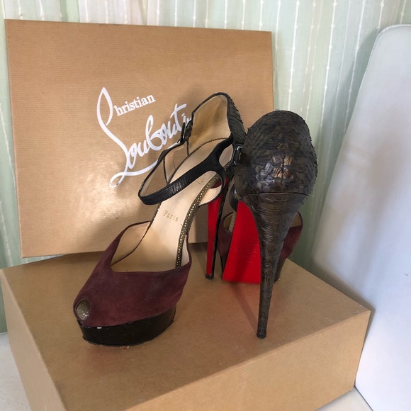 Rare Louboutin Suede & Python Mary Jane - Picture 11 of 14